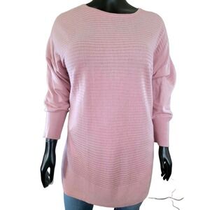 Avenue Soft Pink Long Boatneck Tunic Sweater Plus Size 22/24